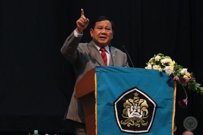 3. orasi menteri pertahanan saat berikan orasi ilmiah di universitas pancasila pada selasa (7.6.2022)( foto. tim media prabowo subianto