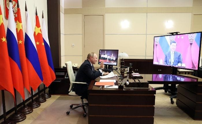 6. video conference presiden rusia vladimir putin saat lakukan video conference bersama pemimpin china xi jinping( foto. kremlin.ru